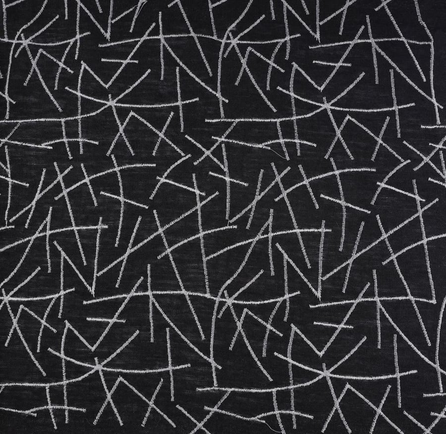 Natural embroidered linen fabric - C10413 India