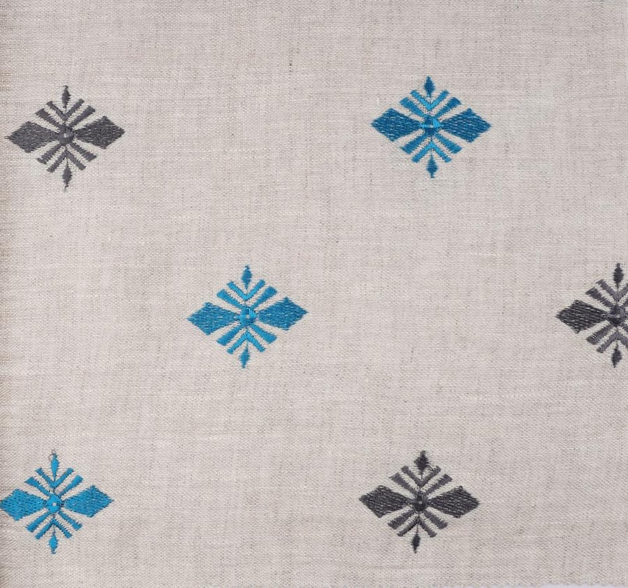 Linen fabric, embroidered - C10409