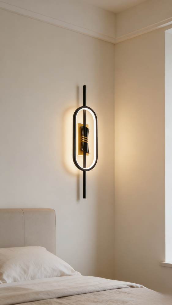 أبليك  جدار فاخر Minimalist LED - اسود وذهبي