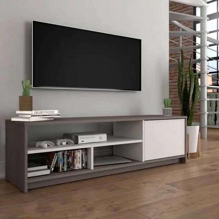 طاولة تلفاز ام دي اف رمادي - 120×40×55 سم