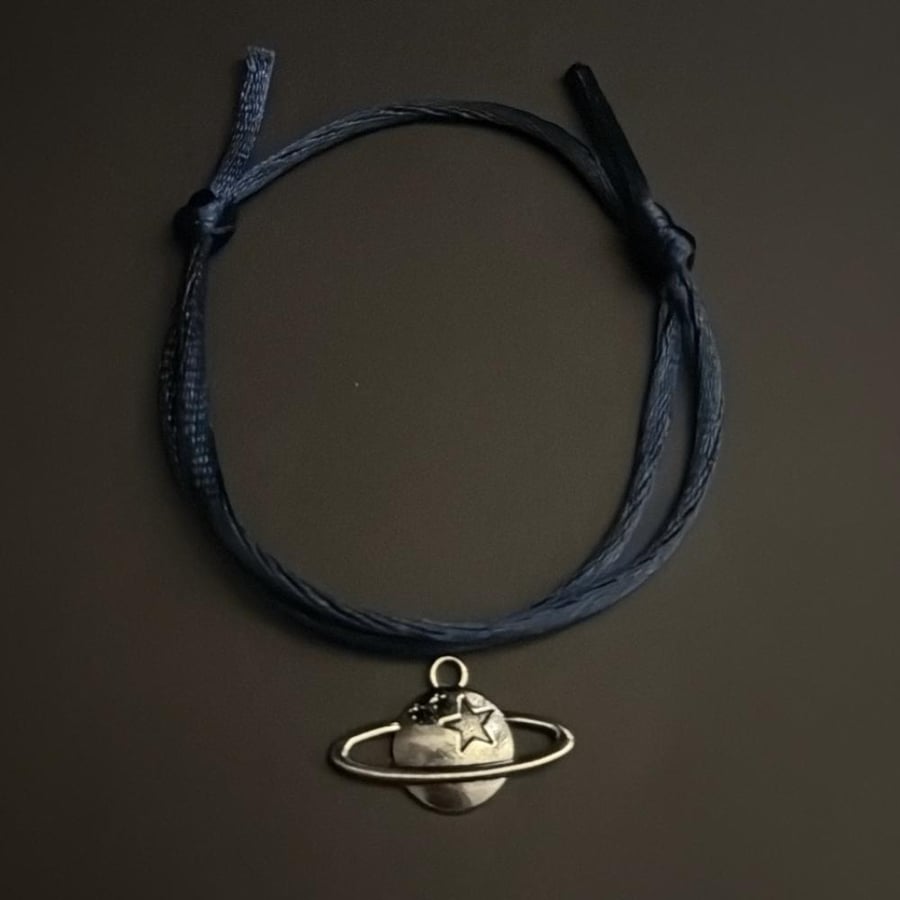 Saturn satin bracelet - navy blue