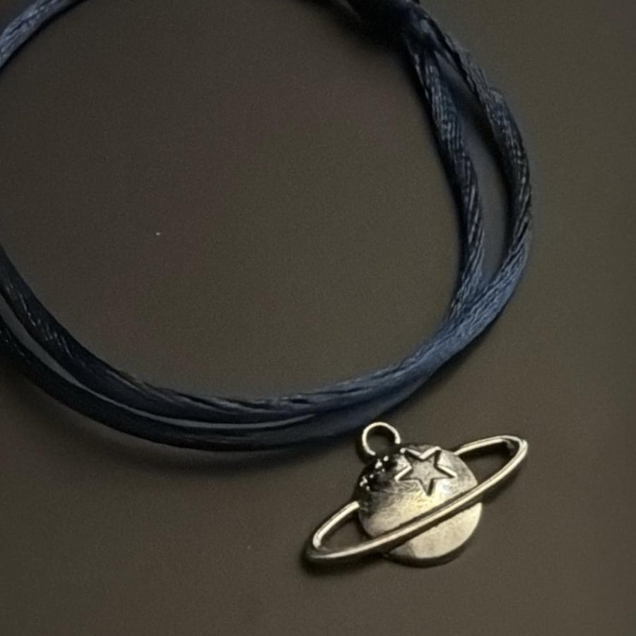 Saturn satin bracelet - navy blue
