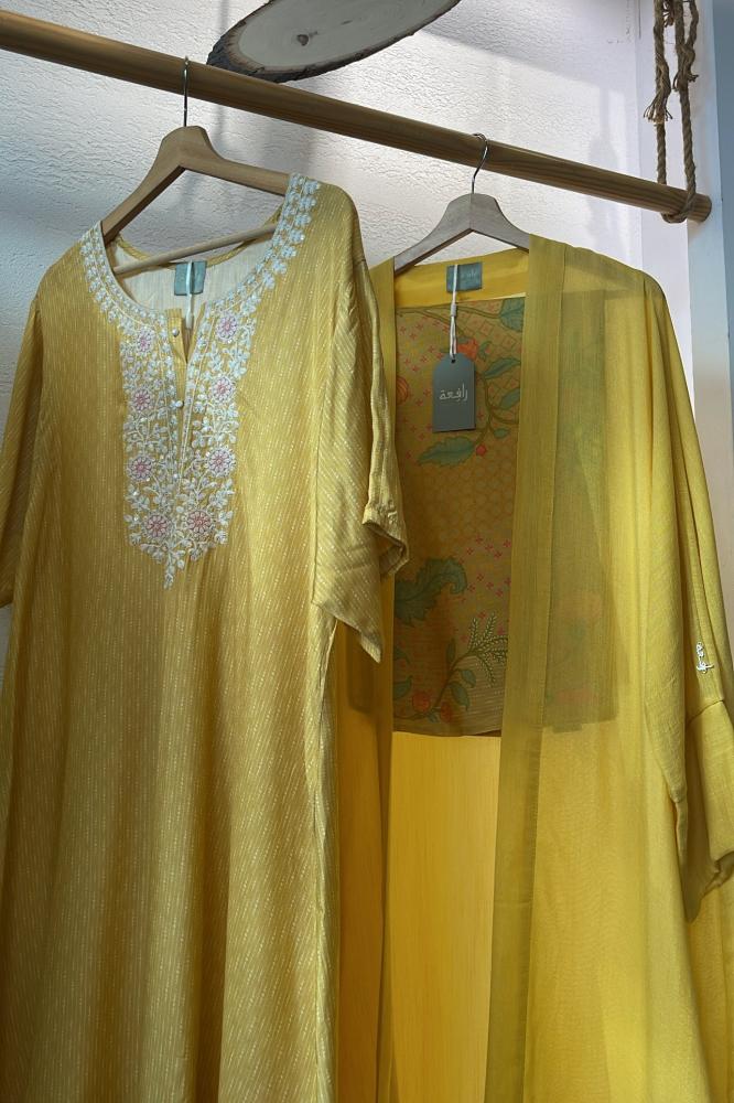 Ramadan set, abaya and thobe, blend - yellow