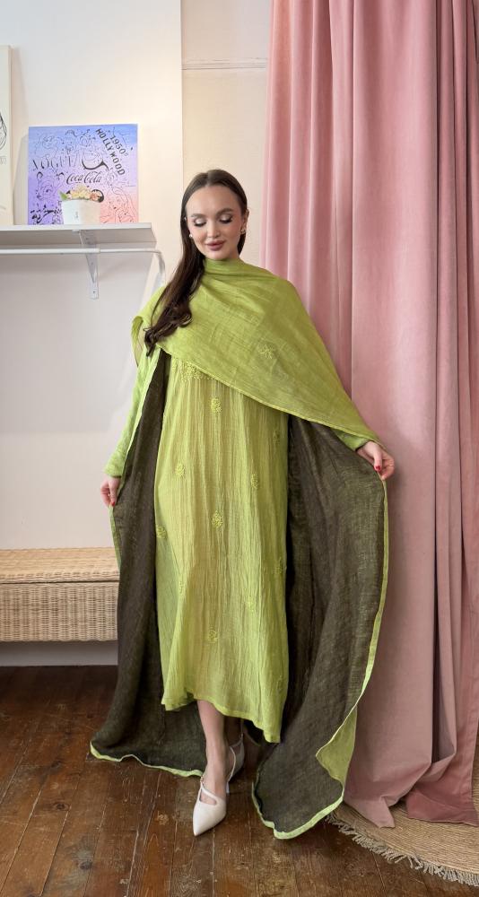 One of One طقم ثوب وعباية - فستقي