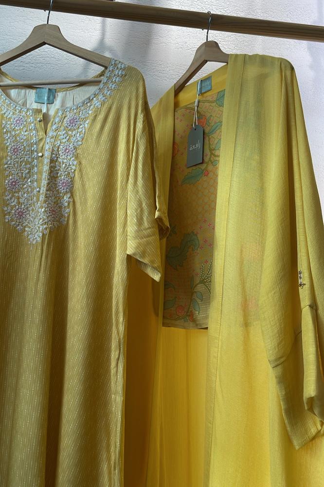 Ramadan set, abaya and thobe, blend - yellow