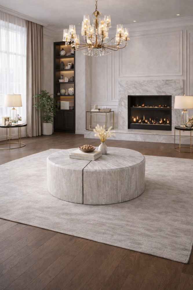 Round coffee table with multiple pieces