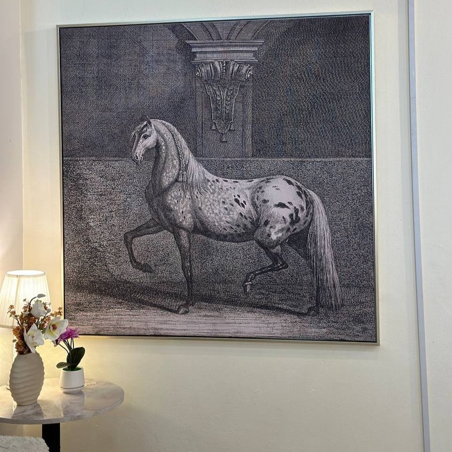 لوحة جدارية تجريدية مودرن نخلتان بلمسة رملية 70x145 سم