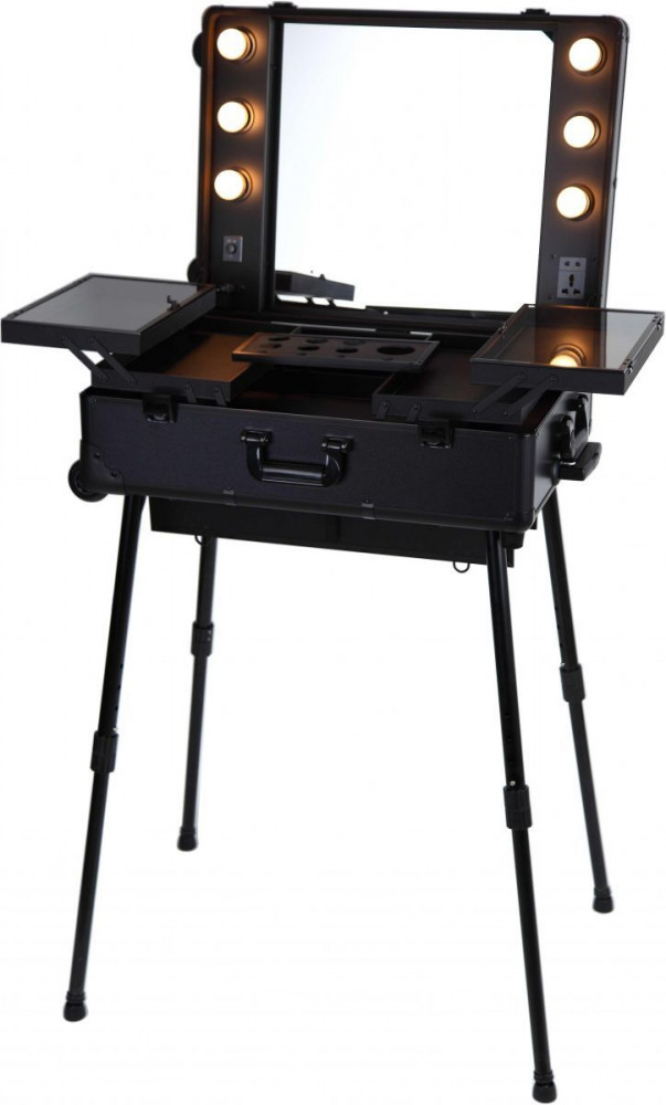 طاولة مكياج ترولي مضيئة مع عجلات