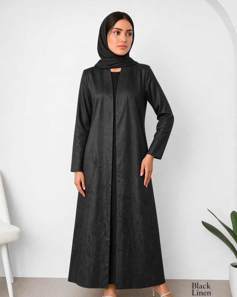عباية أسود قماش ملكي