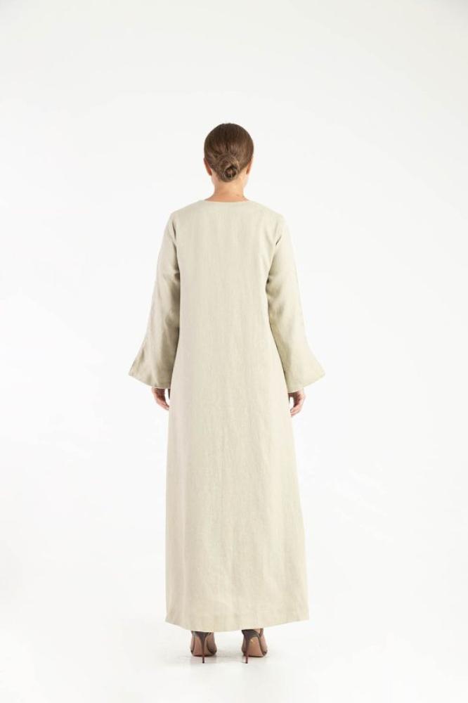Velvet and silk double face abaya with embroidered scarf
