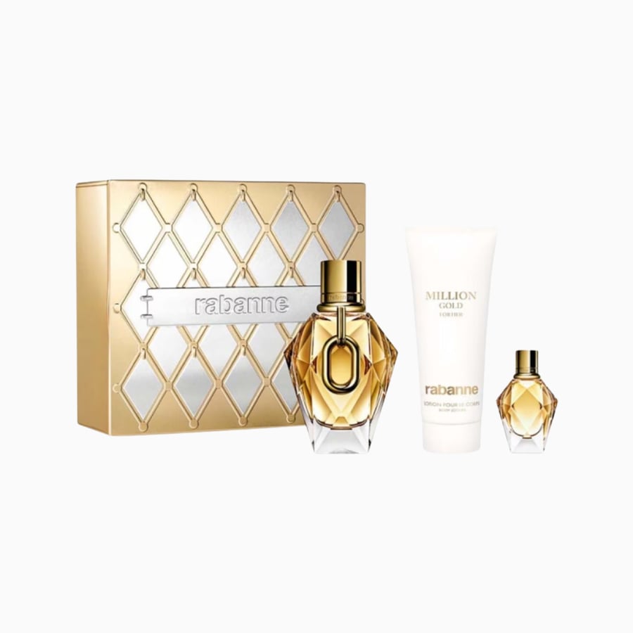 طقم عطر باكو رابان مليون جولد 90 مل + 5 مل +  بودي لوشن 100 Millon gold for her
