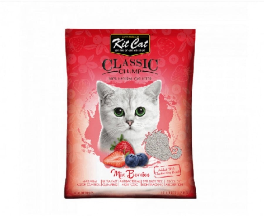 Kit cat كت كات رمل بالتوت البري والفراوله كلاسيك للقطط برائحة التوت و الفراولة