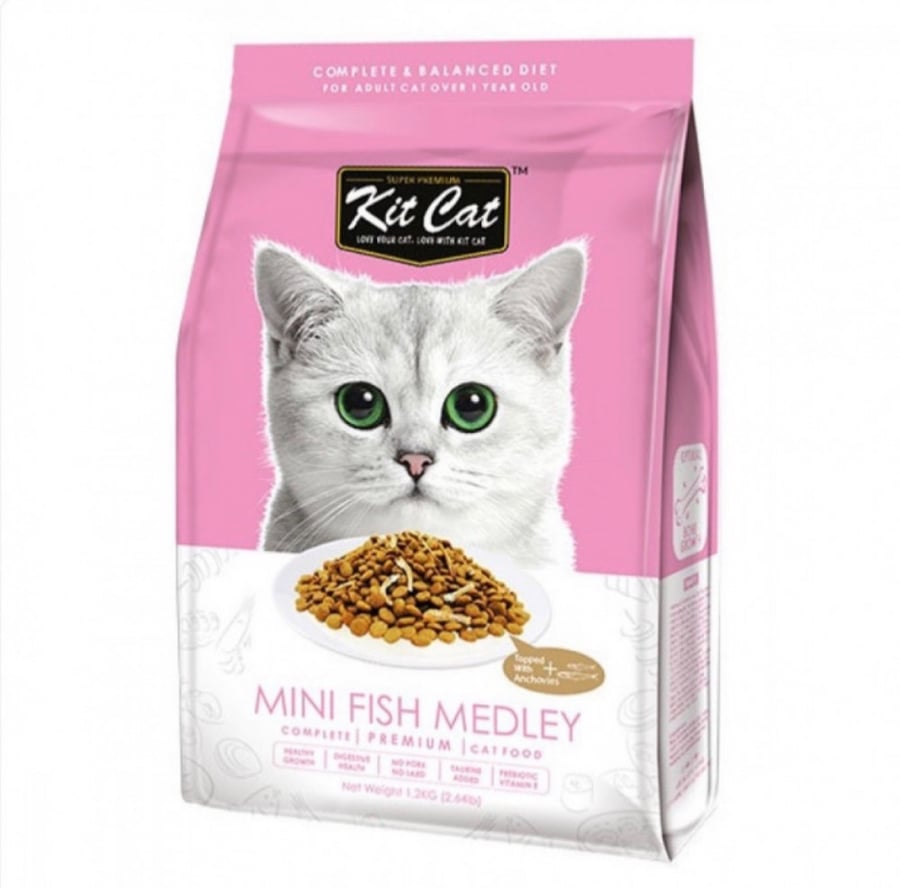 Kit cat كت كات طعام جاف للقطط بمزيج السمك الصغير لنمو العظام الأمثل 1.2 كيلو جرام