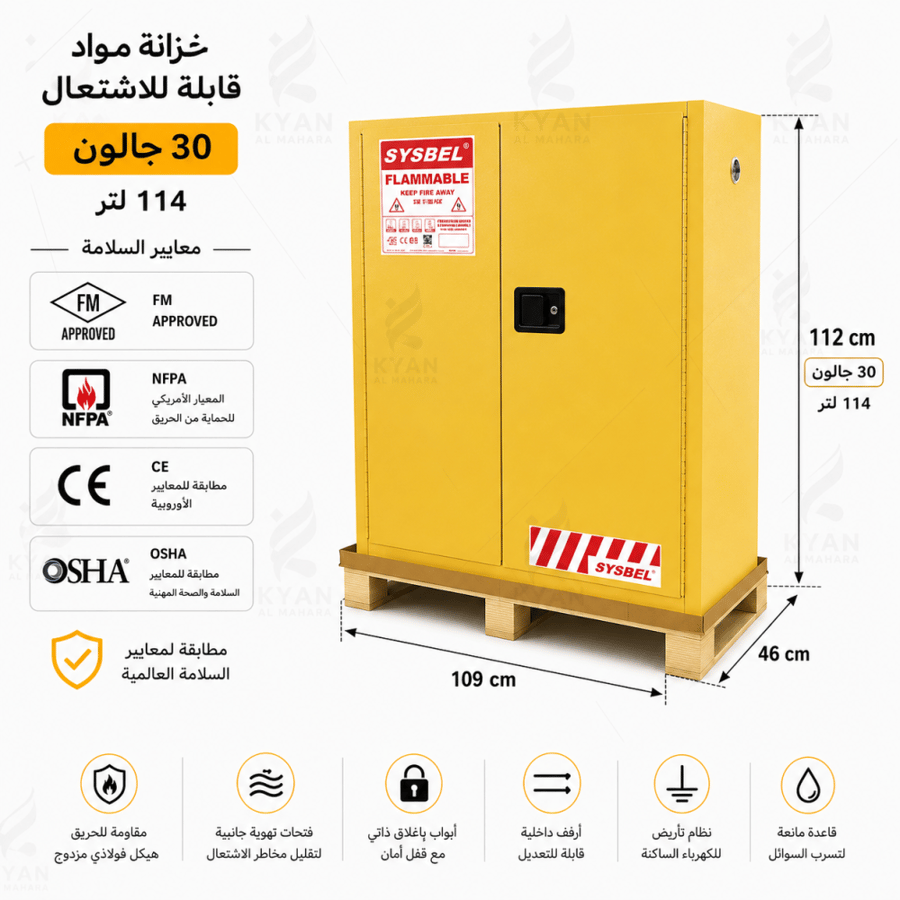 خزانة مواد قابلة للاشتعال سعة 30 جالون - WA810300
