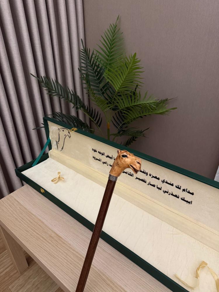 عصا راقية بمقبض ريزن مميز شكل الجمل - صناعة إسبانية من خشب الزان