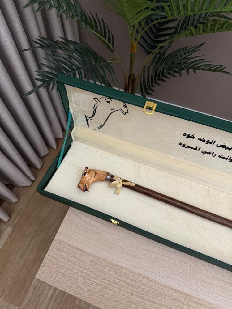 عصا راقية بمقبض ريزن مميز شكل الجمل - صناعة إسبانية من خشب الزان