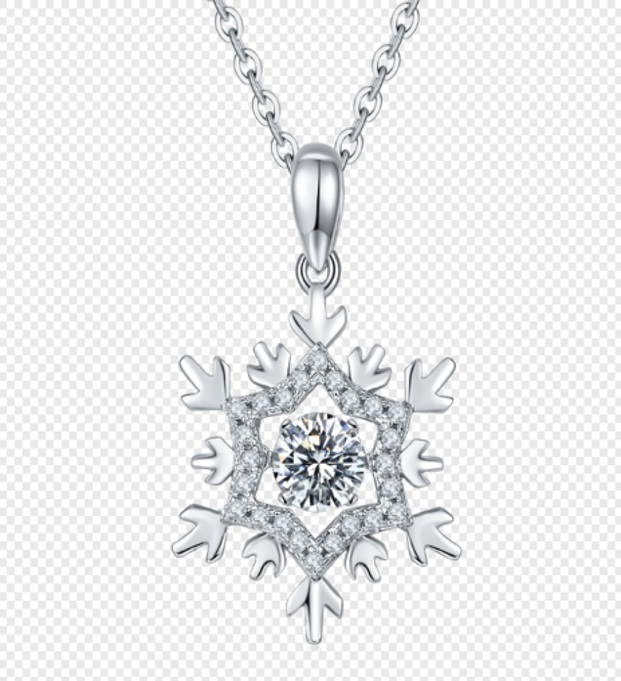 عقد فضة نسائي عيار 925 بالموزانايت — Snowflake