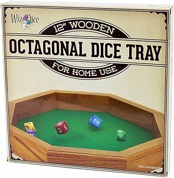 WOODEN OCTAGONAL DICE TRAY