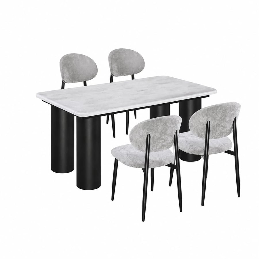طاولة طعام رخام 4 كرسي M-033 GREY/GREY