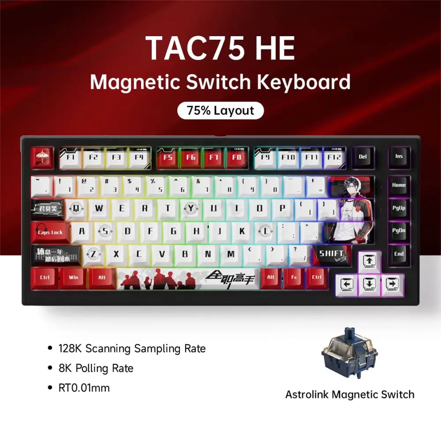 Akko TAC75 HE لوحة المفاتيح الميكانيكية 75% التبديل المغناطيسي الزناد السريع 0.01 مللي متر ARGB 8K معدل الاستقطاب السلكية ألعاب لوحة المفاتيح المخصصة