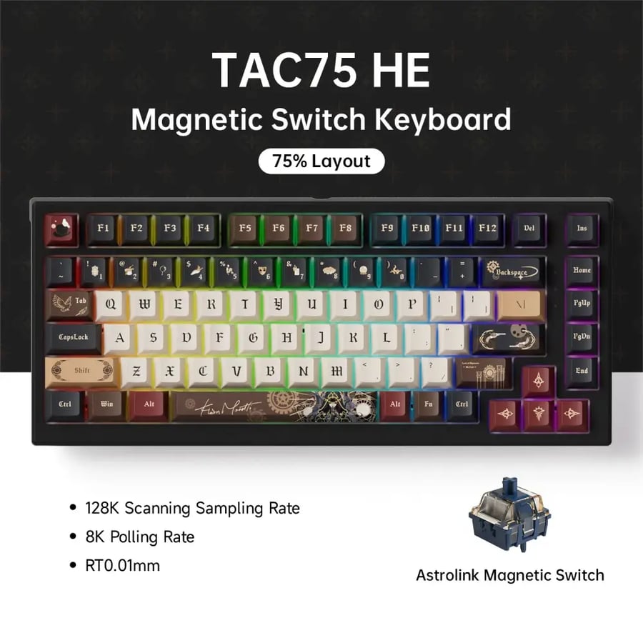 Akko TAC75 HE لوحة المفاتيح الميكانيكية 75% التبديل المغناطيسي الزناد السريع 0.01 مللي متر ARGB 8K معدل الاستقطاب السلكية ألعاب لوحة المفاتيح المخصصة