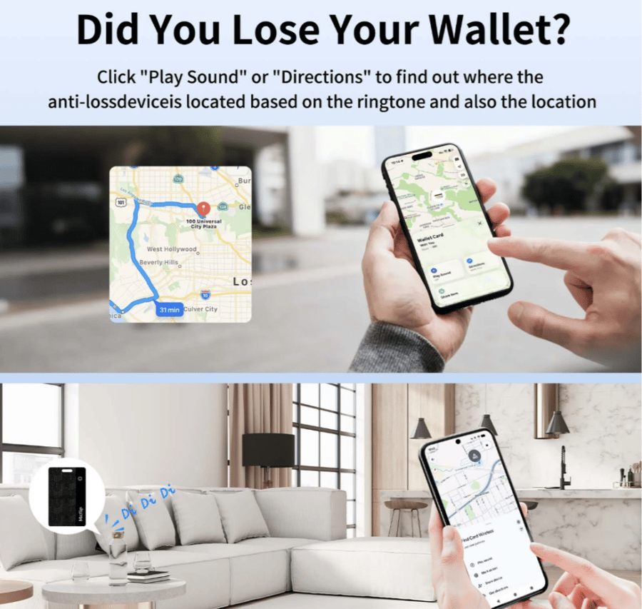 جهاز تتبع المحفظة (ارتاج)الذكي بحجم البطاقة MICFLIP TRACKER MINI