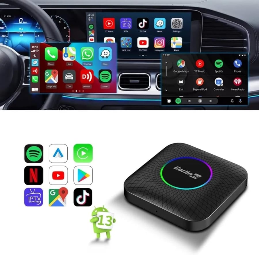قطعة تحويل شاشة وكالة السيارة Carplay الى نظام اندرويد 128GB + 8GB  يدعم 4G