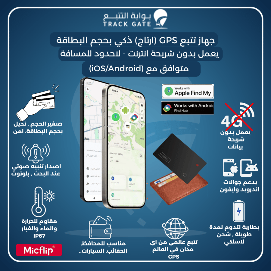 جهاز تتبع المحفظة (ارتاج)الذكي بحجم البطاقة MICFLIP TRACKER MINI