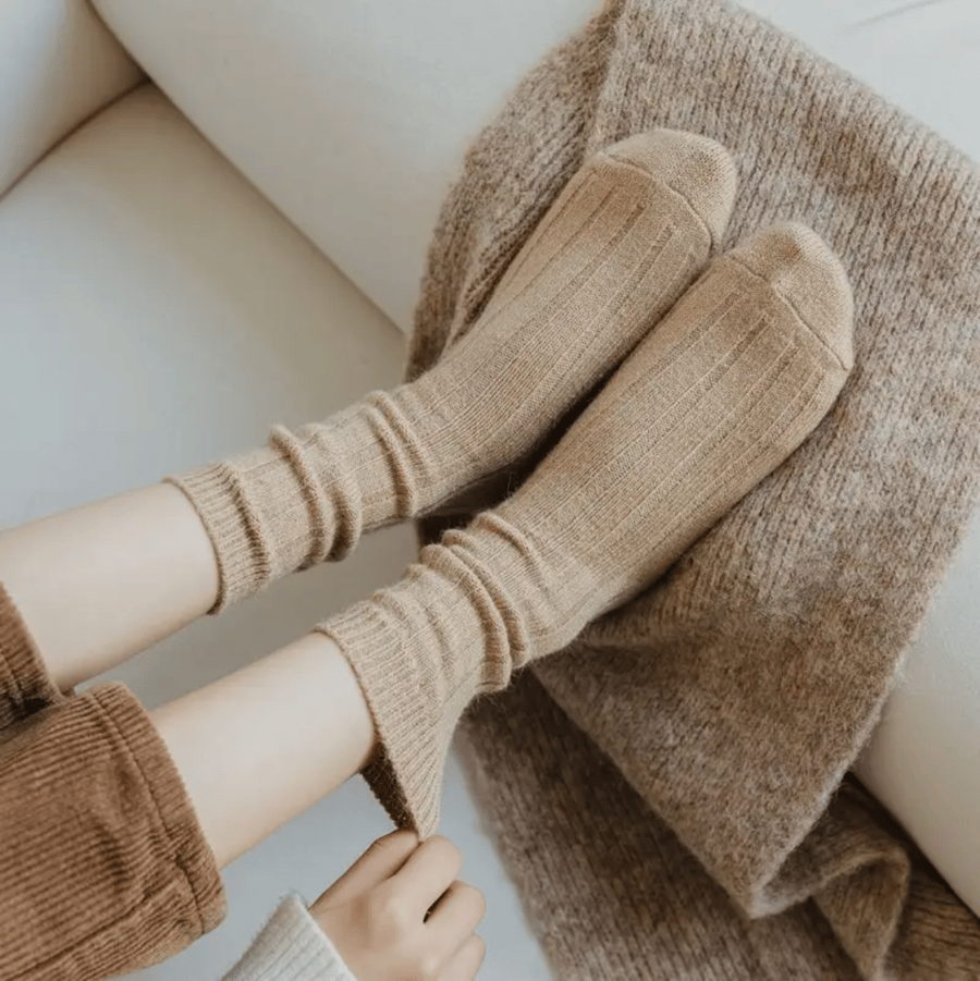 جوارب صوفية شتوية نسائية، جوارب يابانية، سميكة، خريفية، أنيقة، على الطريقة اليابانية، جوارب شتوية كورية قطنية ملونة .