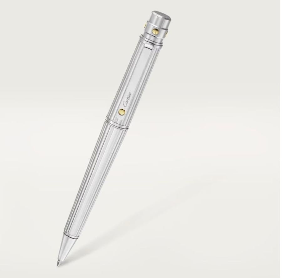 قلم كارتير موديل الحجم الكبير، معدن منحوت ، طلاء بالبلاديوم وباللون الذهبي