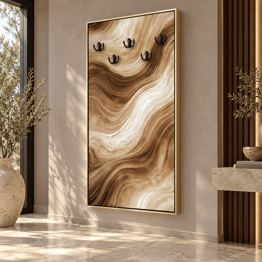 علاقة ملابس وعبايات جدارية بتصميم فني عصري، ديكور عملي وأنيق