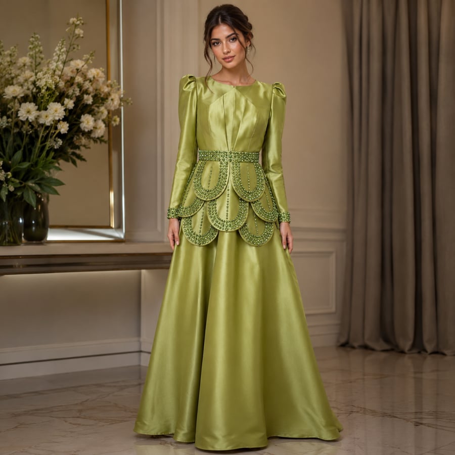 Evening dress Mikado pearl