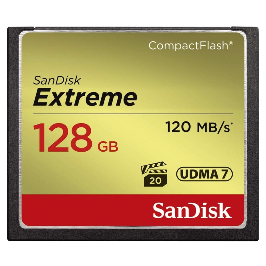بطاقة ذاكرة SanDisk CompactFlash 128GB بسرعة 120MB/s