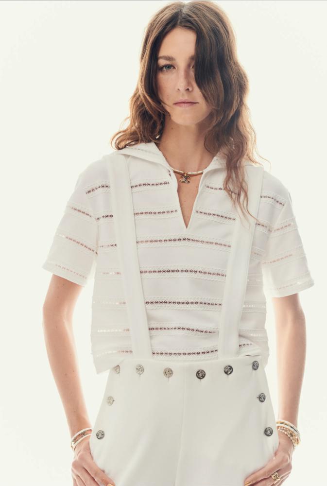 2024 CHANEL coco beach TOP Cotton Jersey White
