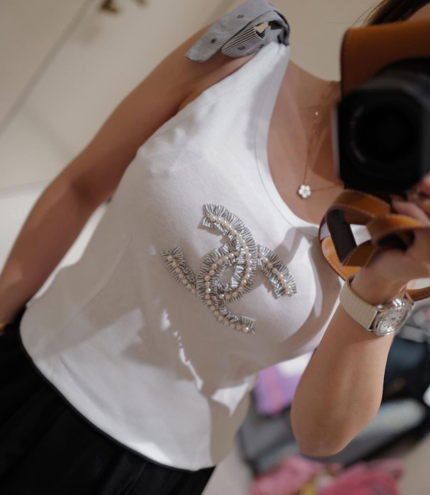 chanel logo cc tank top