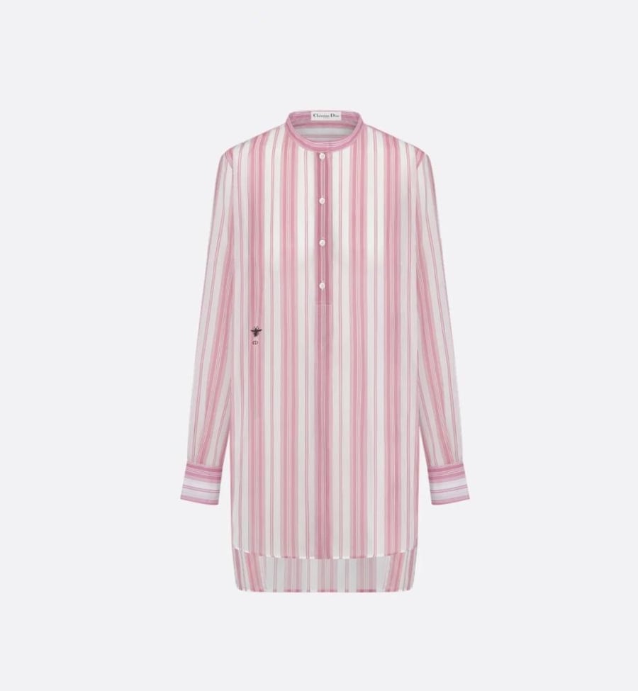 2025 Dior Dioriviera Long Blouse  بلوزة ديور يوريفيرا طويله مخطط وردي