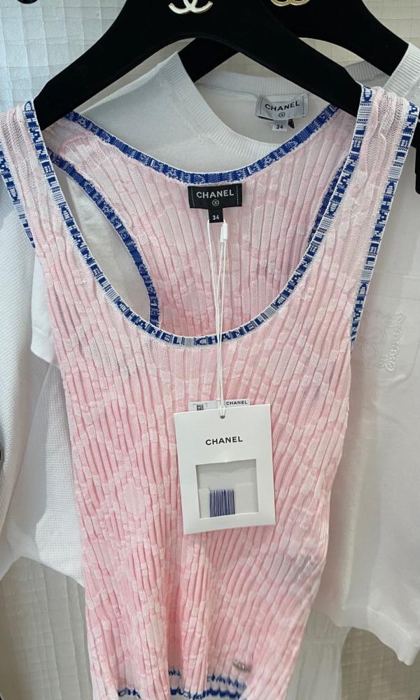2024 Chanel pink cotton sleeveless shirt