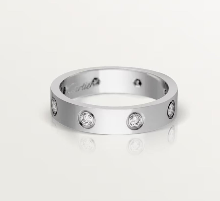 Cartier WHITE LOVE RING خاتم الحب كارتير لوف أبيض فضي كريستال ألماس