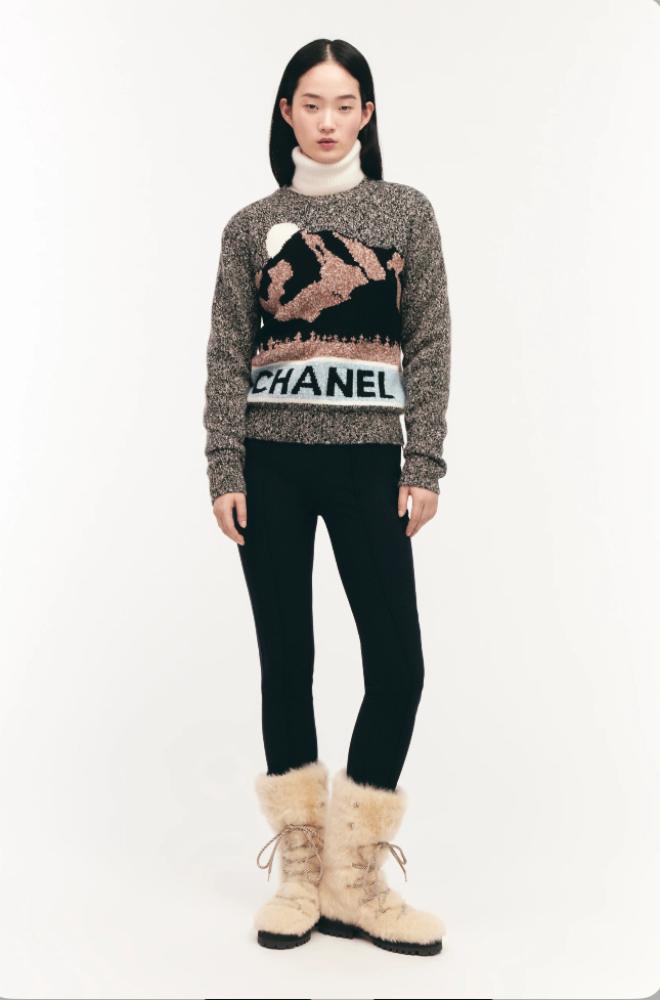 2024 كنزة شانيل صوفية بلوفر صوف رمادي COCO NEIGE CHANEL GRAY PULLOVER