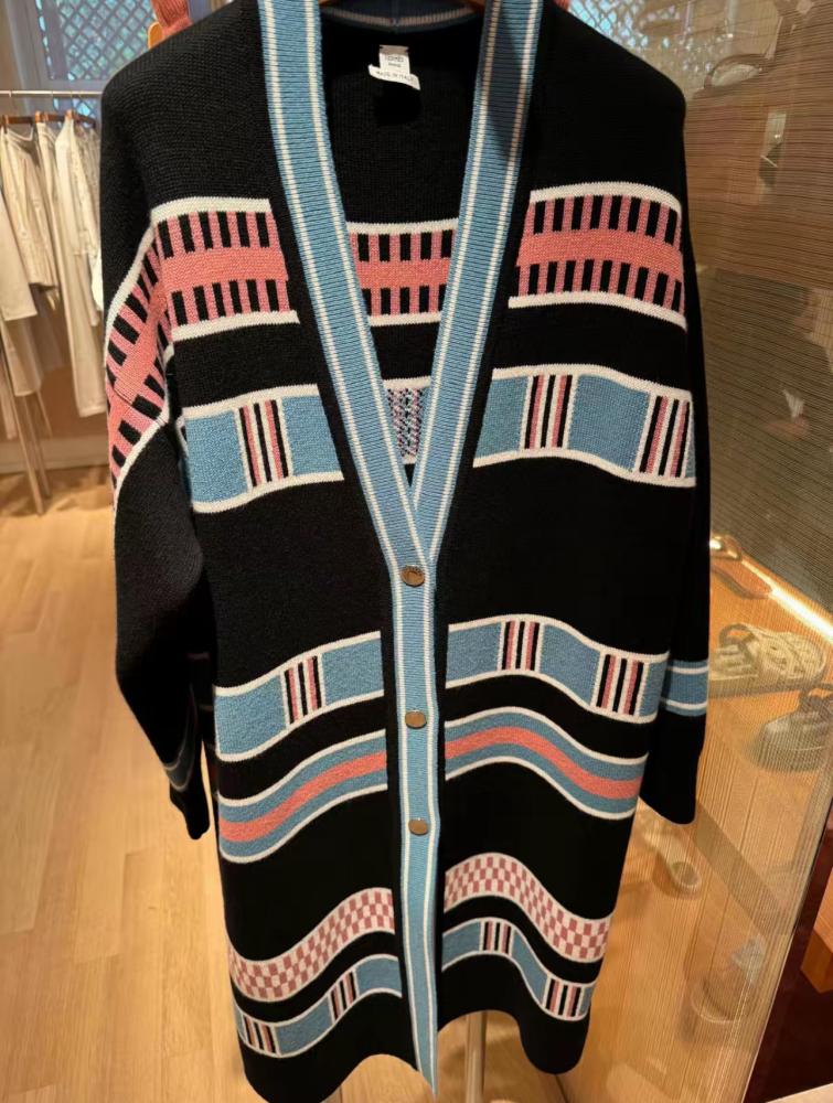 2024 كارديغان كوت إيرميز طويل Hermes Lettres Equestres cardigan coat