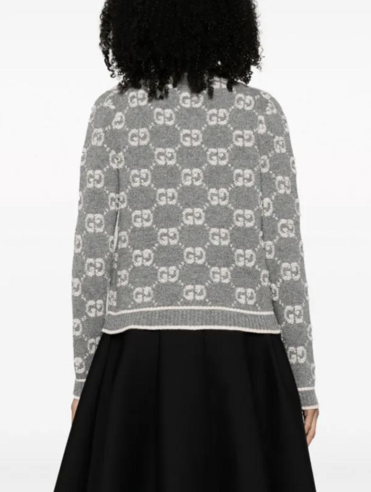2025 GUCCI GG jacquard wool bouclé cardigan كارديغان غوتشي GG رمادي