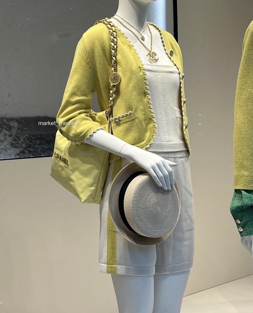 كارديغان شانيل كروز 2025 أصفر, أبيض CHANEL CRUISE 2025 YELLOW CARDIGAN