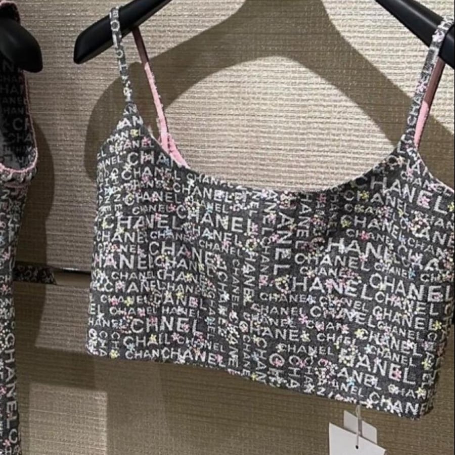 chanel logo cc tank top