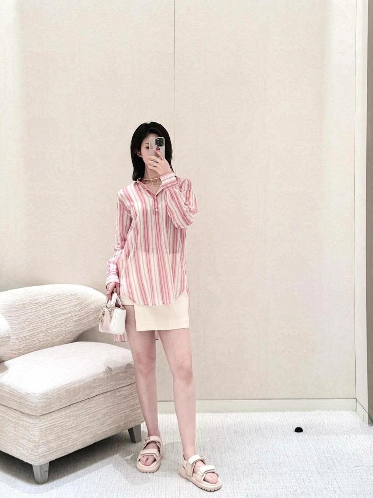 2025 Dior Dioriviera Long Blouse  بلوزة ديور يوريفيرا طويله مخطط وردي