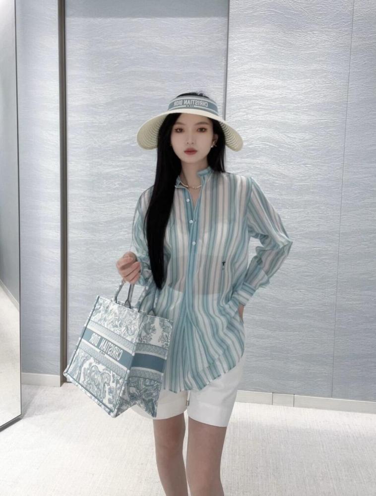 2025 Dior Dioriviera Long Blouse بلوزة ديور يوريفيرا طويله مخطط أخضر