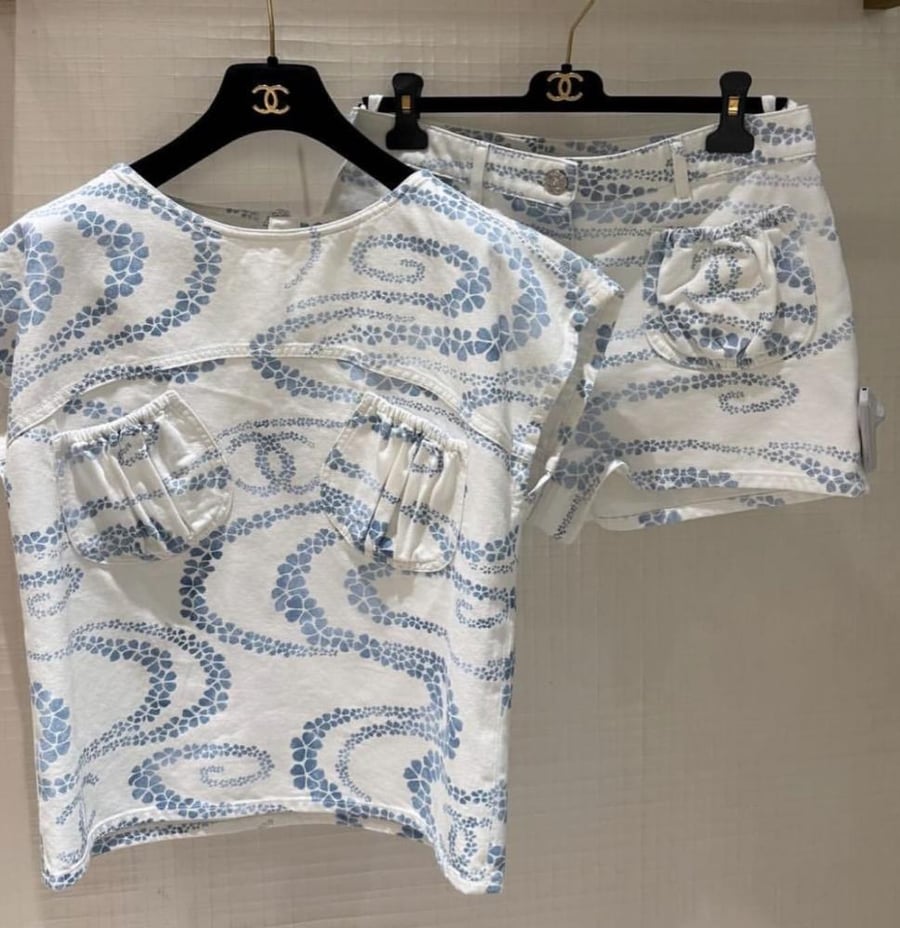CHANEL Shorts Denim Printed Coco Beach 2025 شورت شانيل دينم  كوكو بيتش