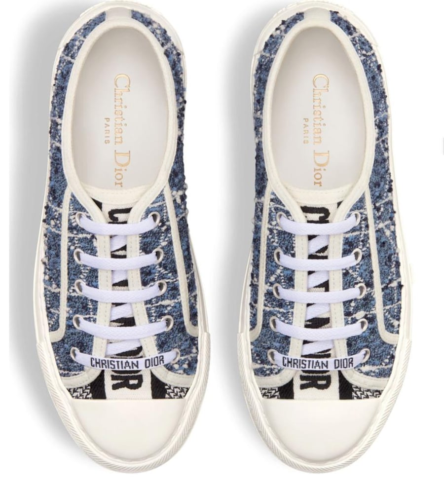 dior tweed sneakers shoes 2025 حذاء ديور سنيكر رياضي تويد كحلي أبيض