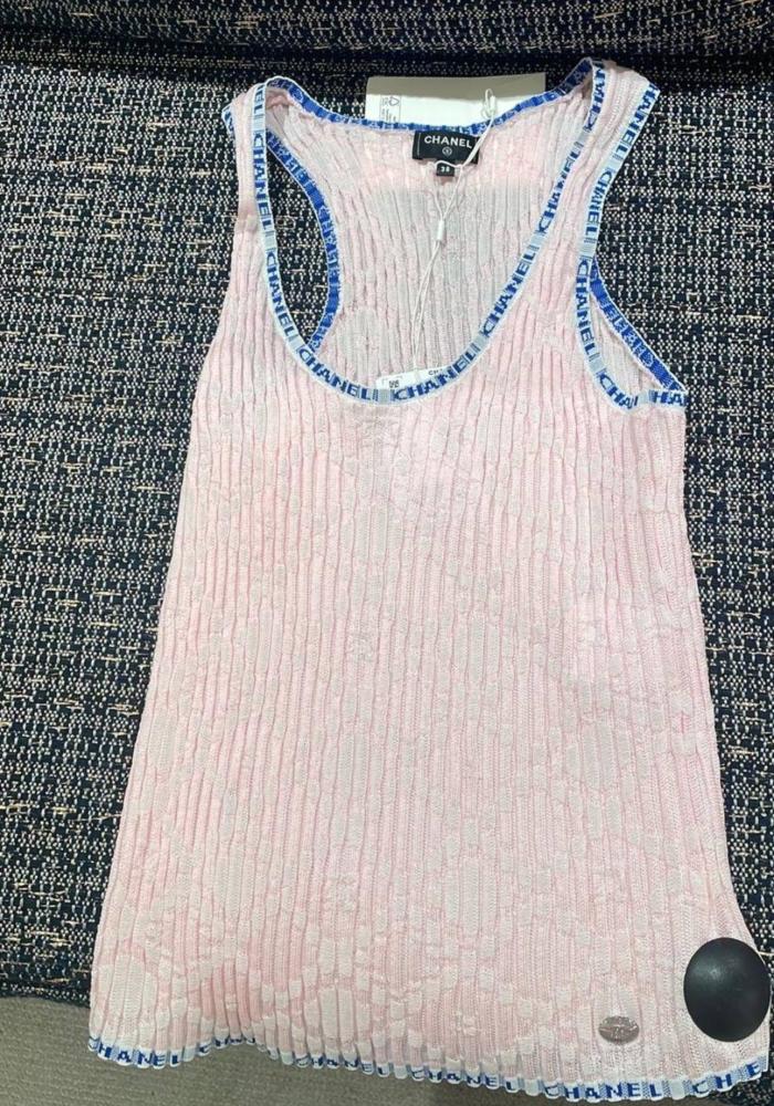 2024 Chanel pink cotton sleeveless shirt