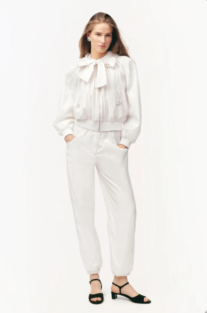 CHANEL WHITE TAFFETA PANTS COCO PEACH 2025 بنطلون شانيل أبيض كوكو بيتش