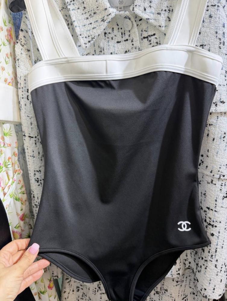 2026 Chanel coco beach black whit swimsuit مايوه شانيل أسود  كوكو بيتش